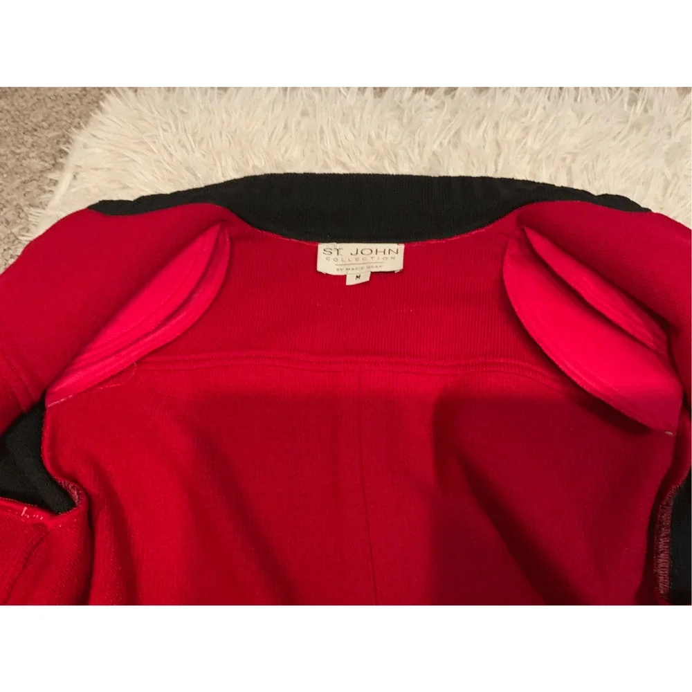 St. John Knit Jacket Red Black